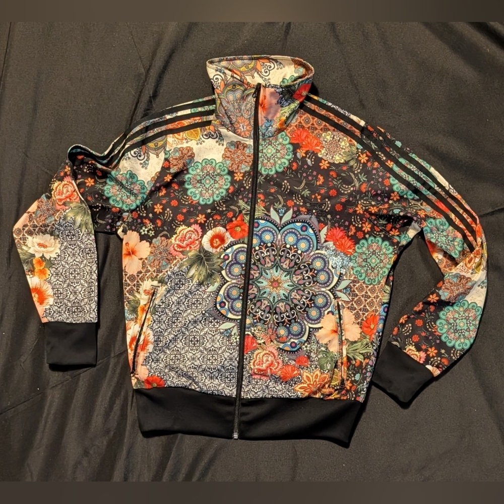 Farm rio Adidas Jardim Agharta Zip Up Track Jacket Size Large - Picture 3 of 17